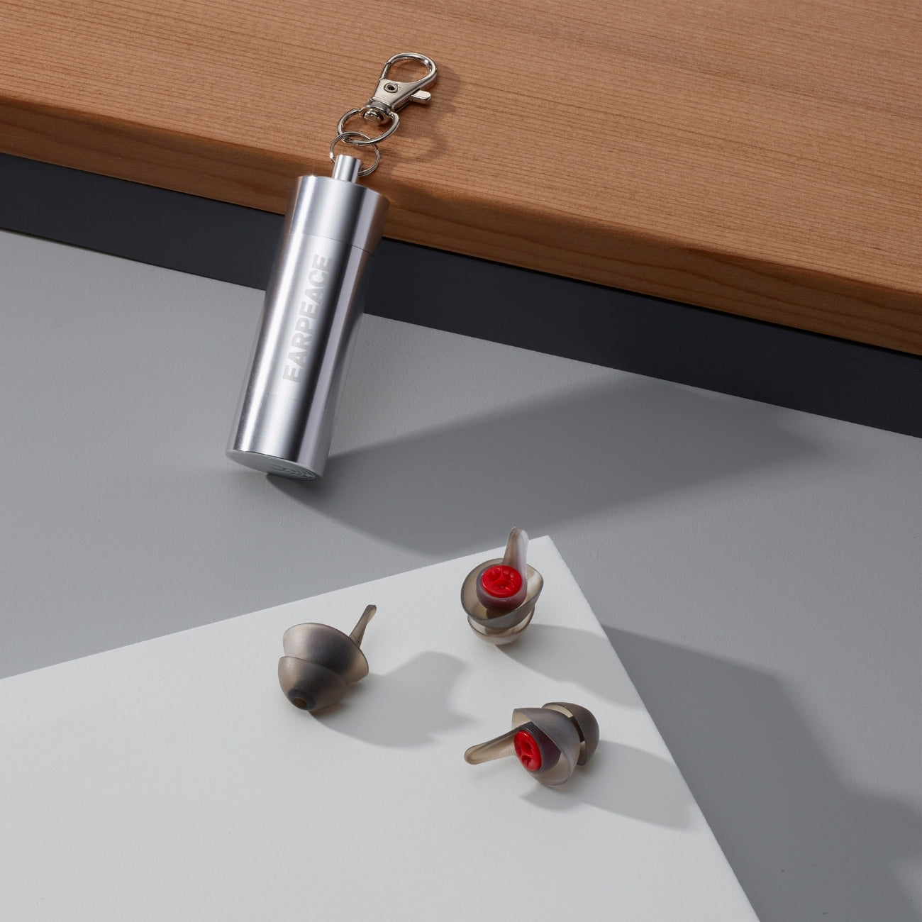 earpeace earplugs and aluminum container with clip