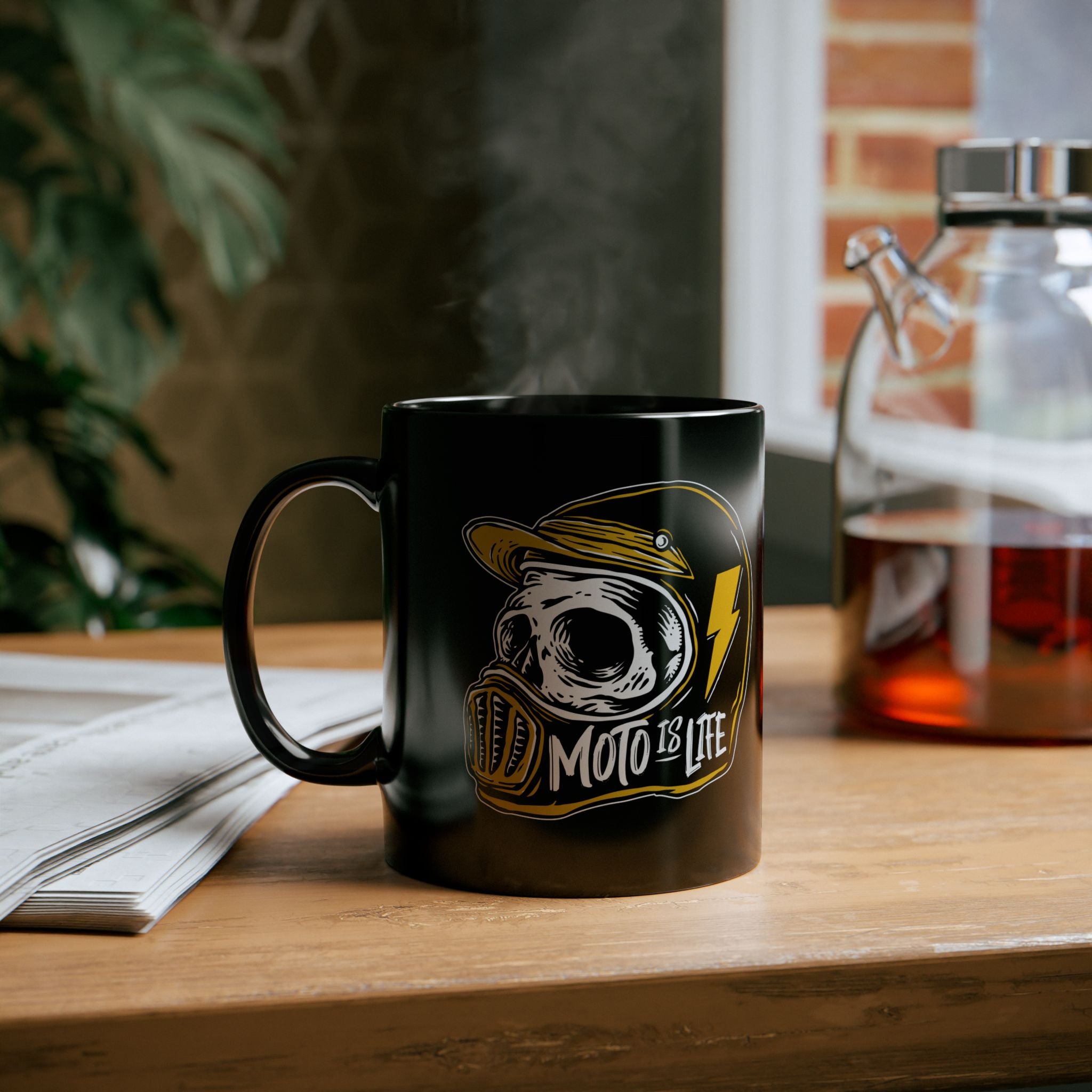 Moto is Life black coffee mug from Crown Moto