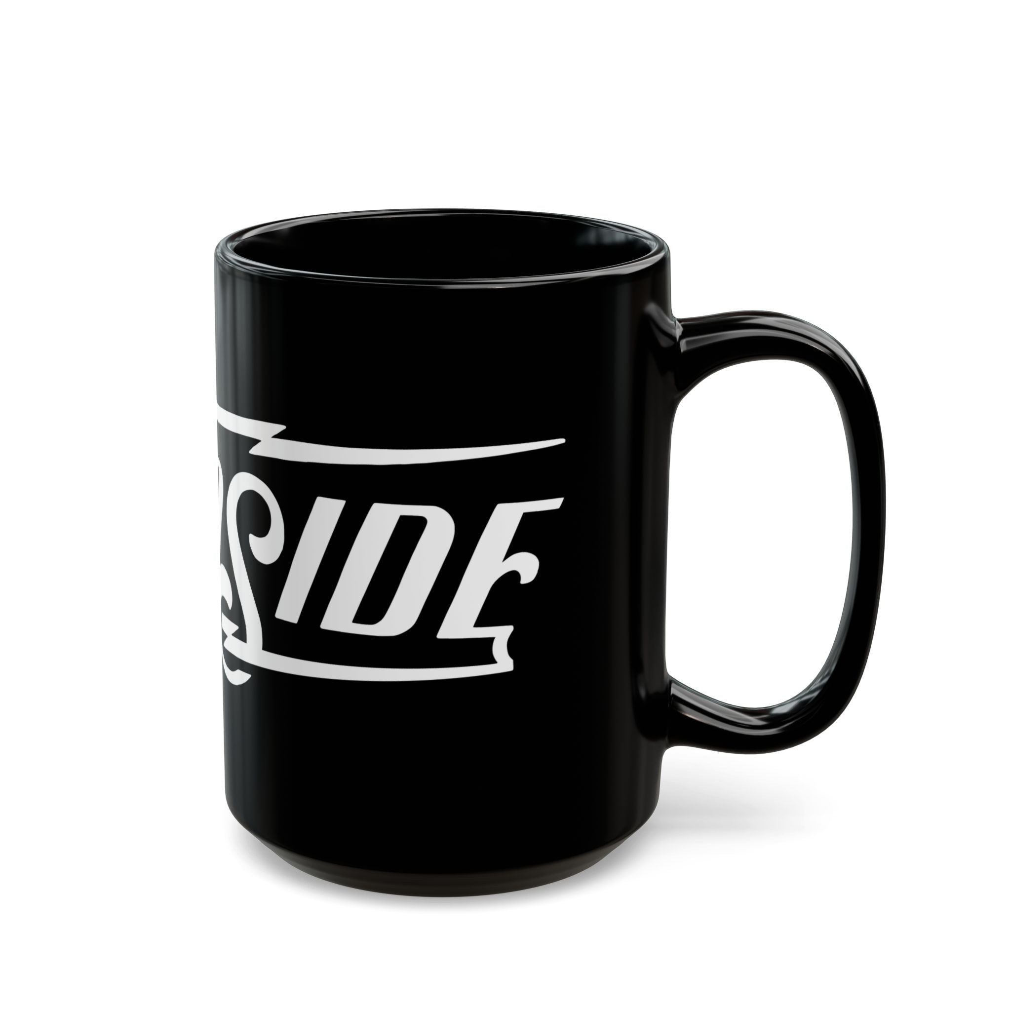 woodside brand black ceramic coffee mug
