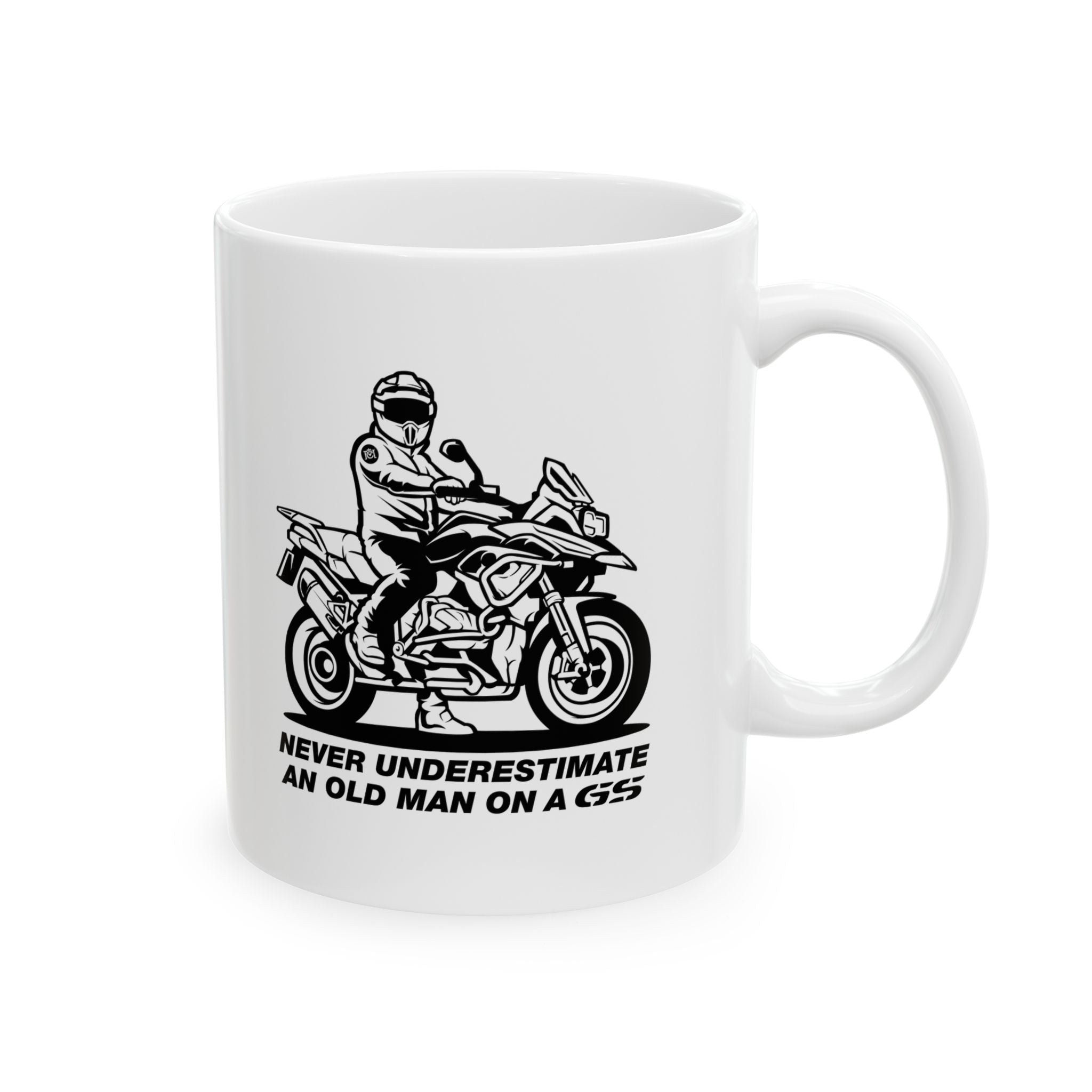 never underestimate an old man on a gs coffee mug