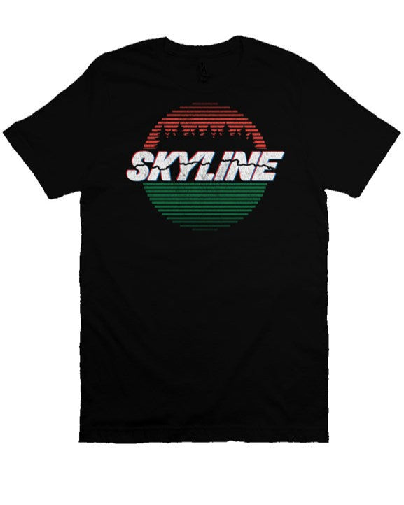 Original Skyline Blvd Hwy 35 design on chest of unisex short sleeve t-shirt