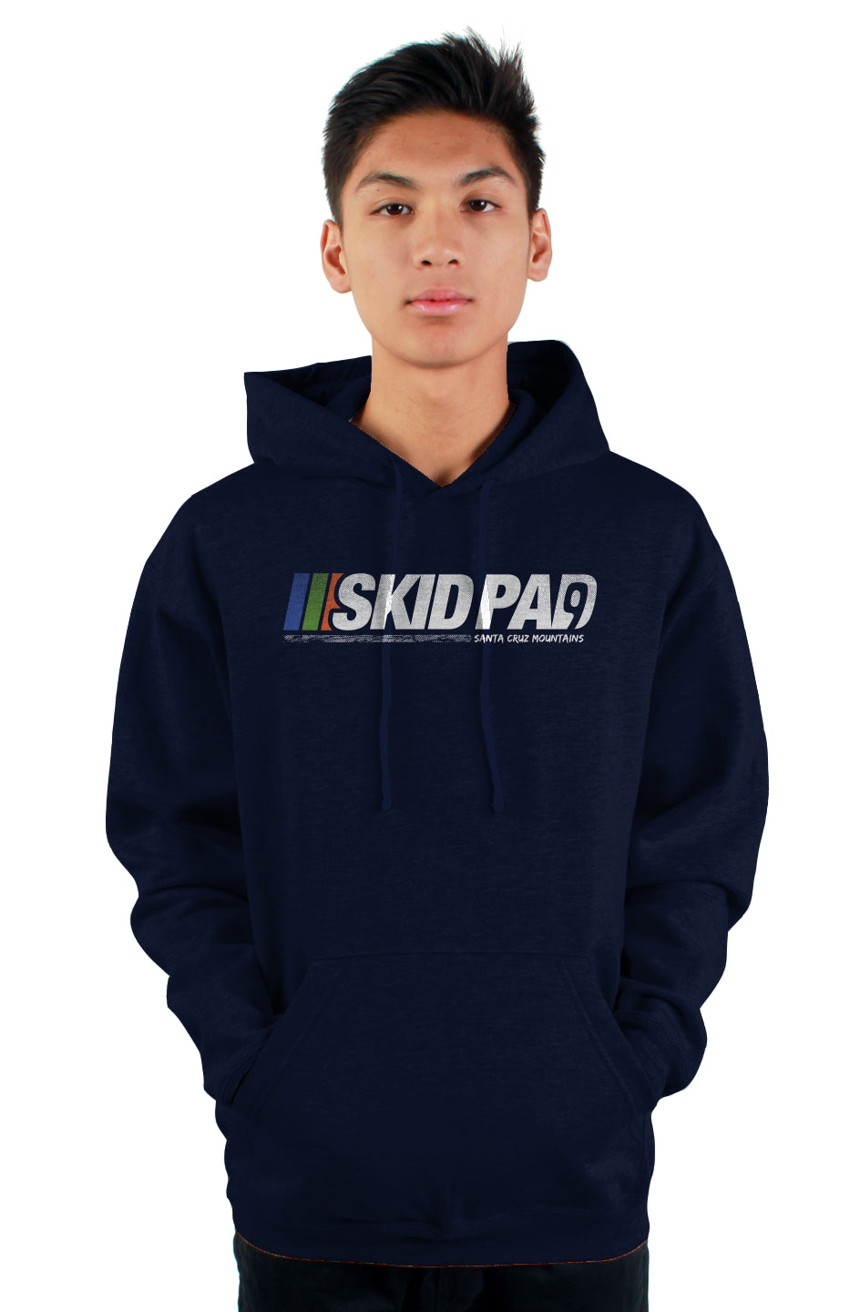 Highway 9 Skid Pad Santa Cruz Mountains design on front of Tultex pullover hoodie by crown moto