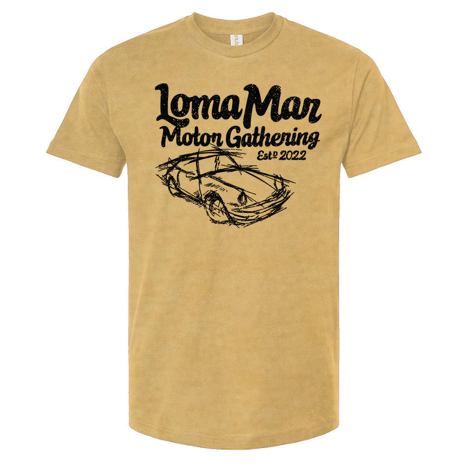 Porsche "Loma Mar Motor Gathering"  art on chest of Tultex Unisex T Shirt