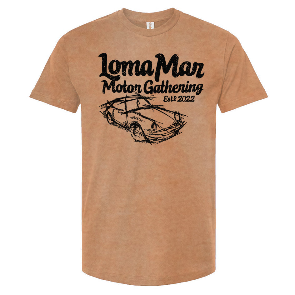 Porsche "Loma Mar Motor Gathering"  art on chest of Tultex Unisex T Shirt
