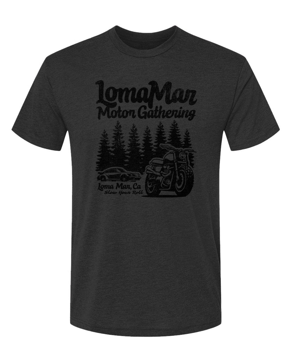 Unisex Triblend short sleeve t-shirt with "Loma Mar Motor Gathering" design on chest
