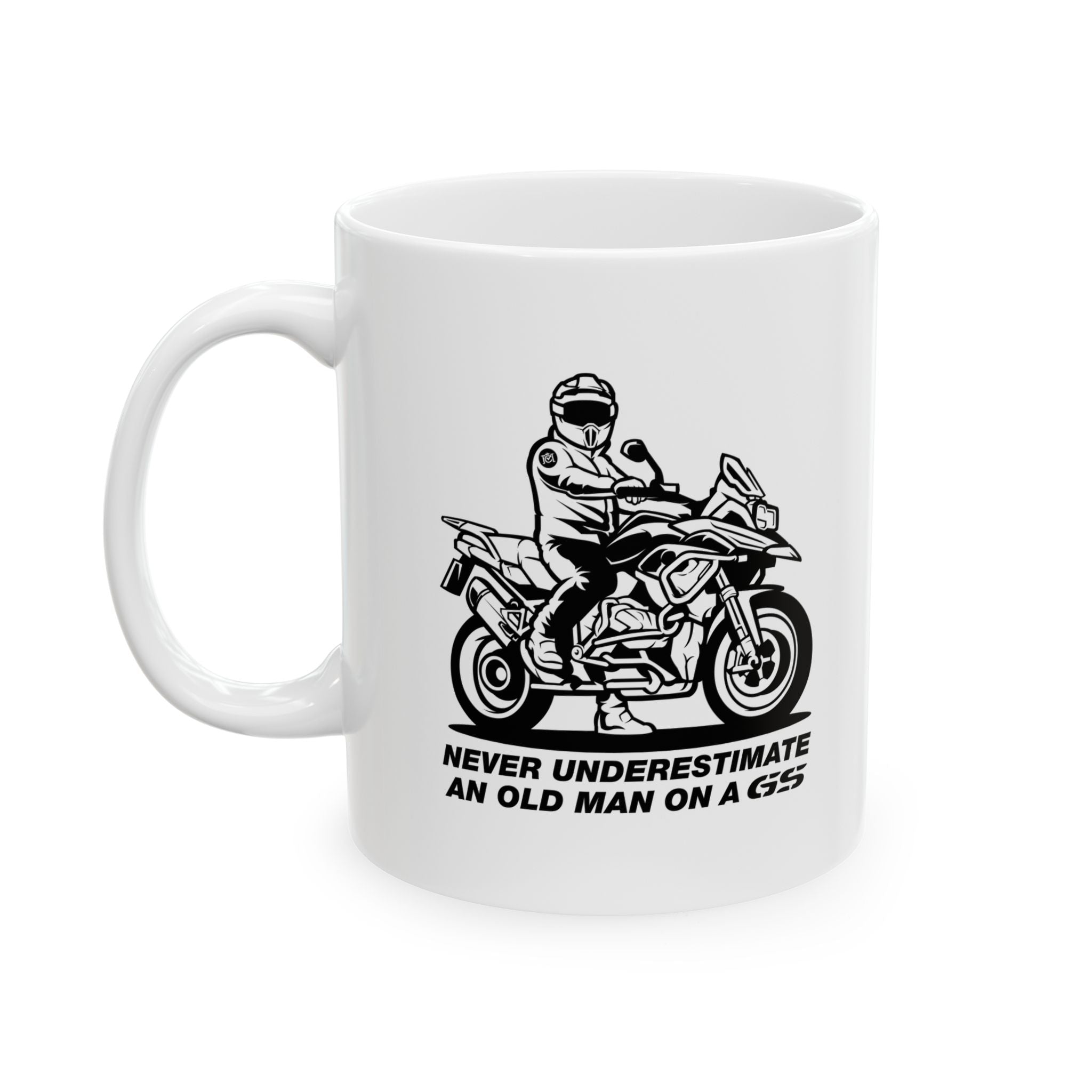 never underestimate an old man on a gs coffee mug