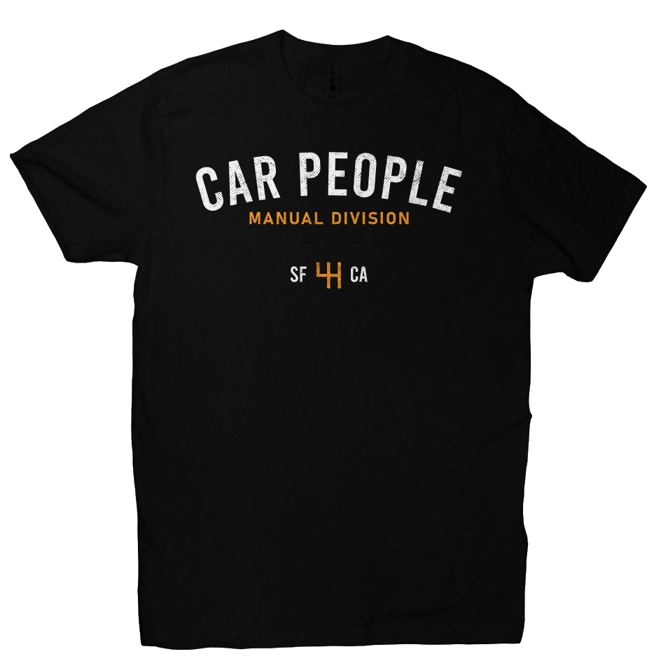 Short sleeve t-shirt with "CAR PEOPLE" manual division SF design on chest