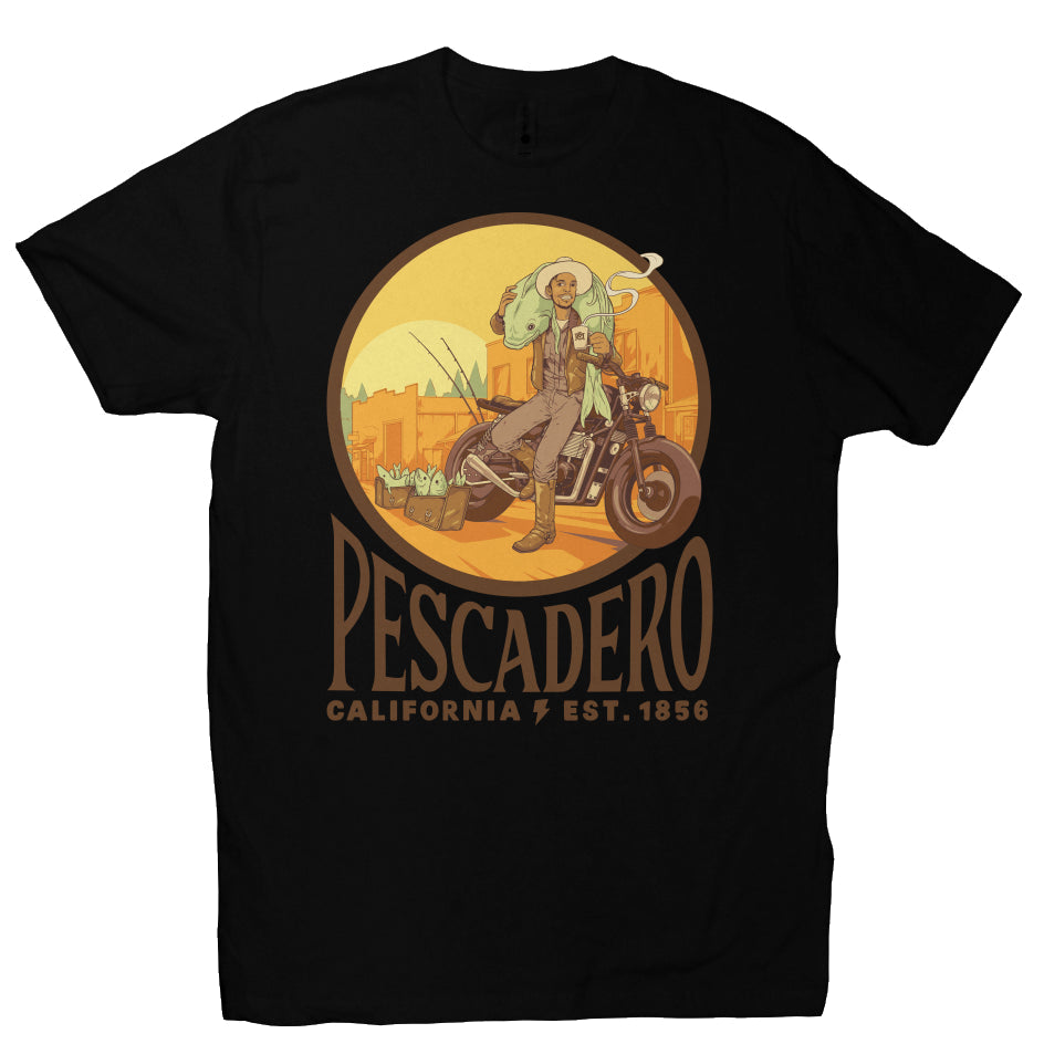 Original Pescadero CA design by NEMO on unisex heather short sleeve t-shirt
