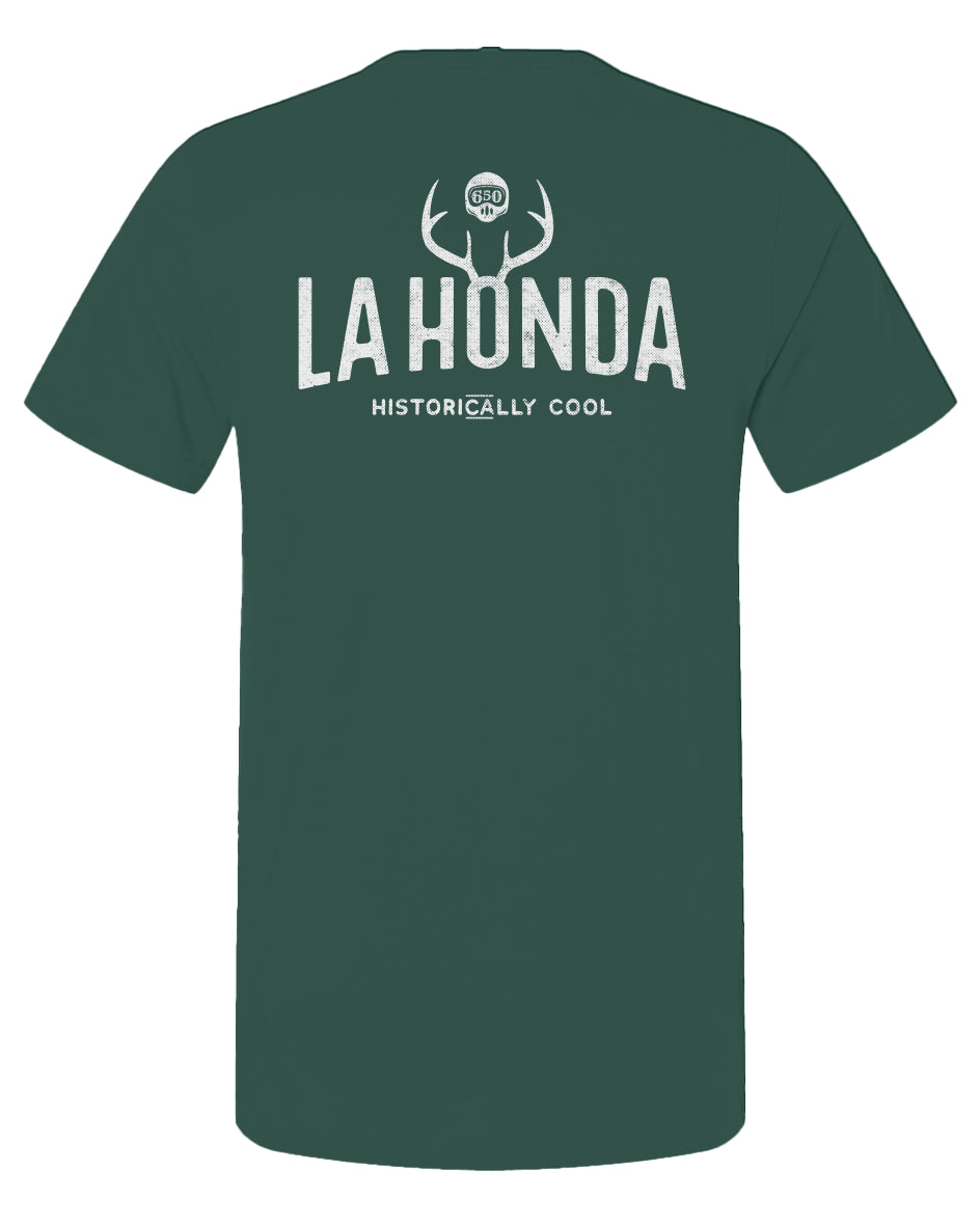 La Honda Historically Cool 650 design on back of short sleeve t-shirt