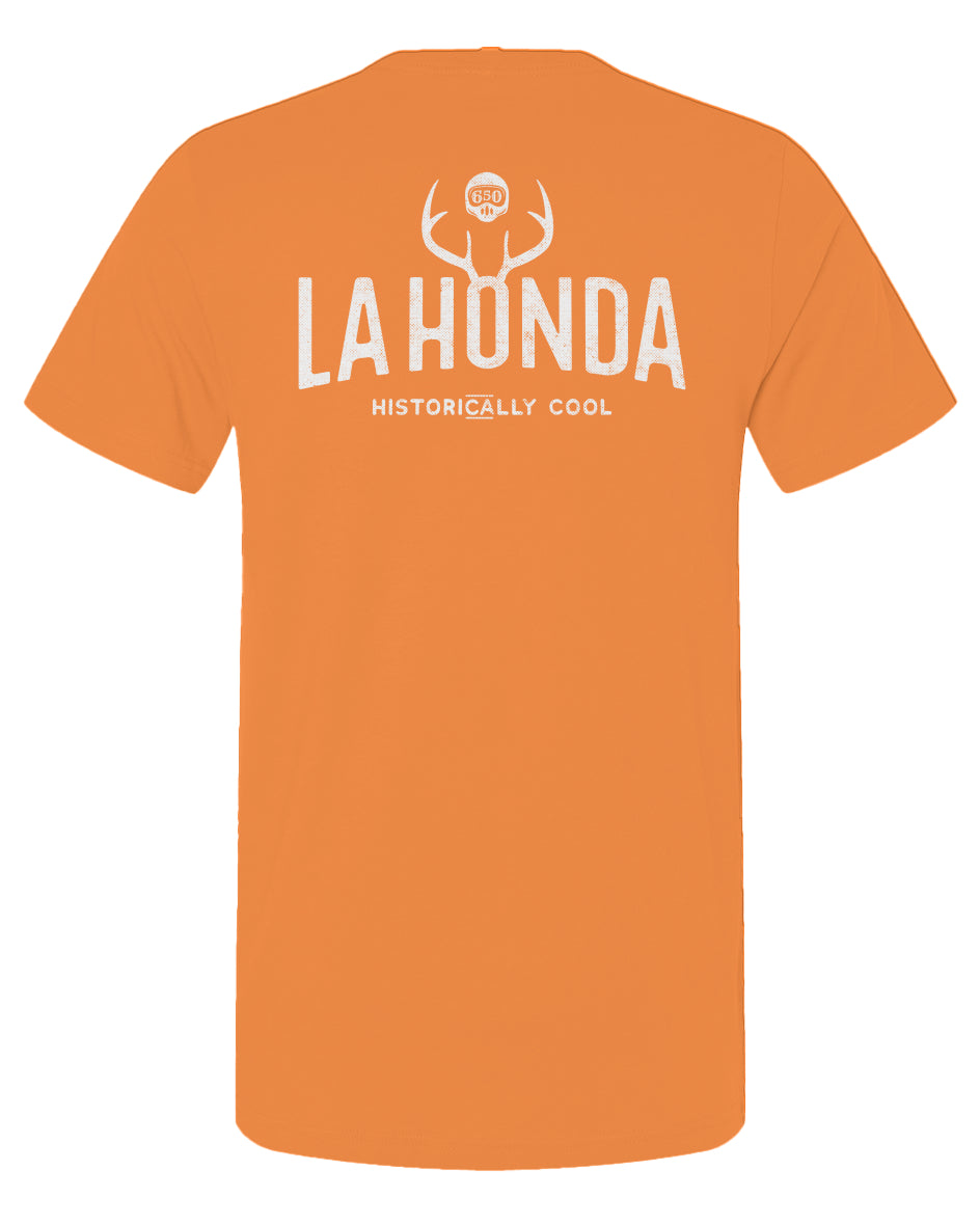 La Honda Historically Cool 650 design on back of short sleeve t-shirt