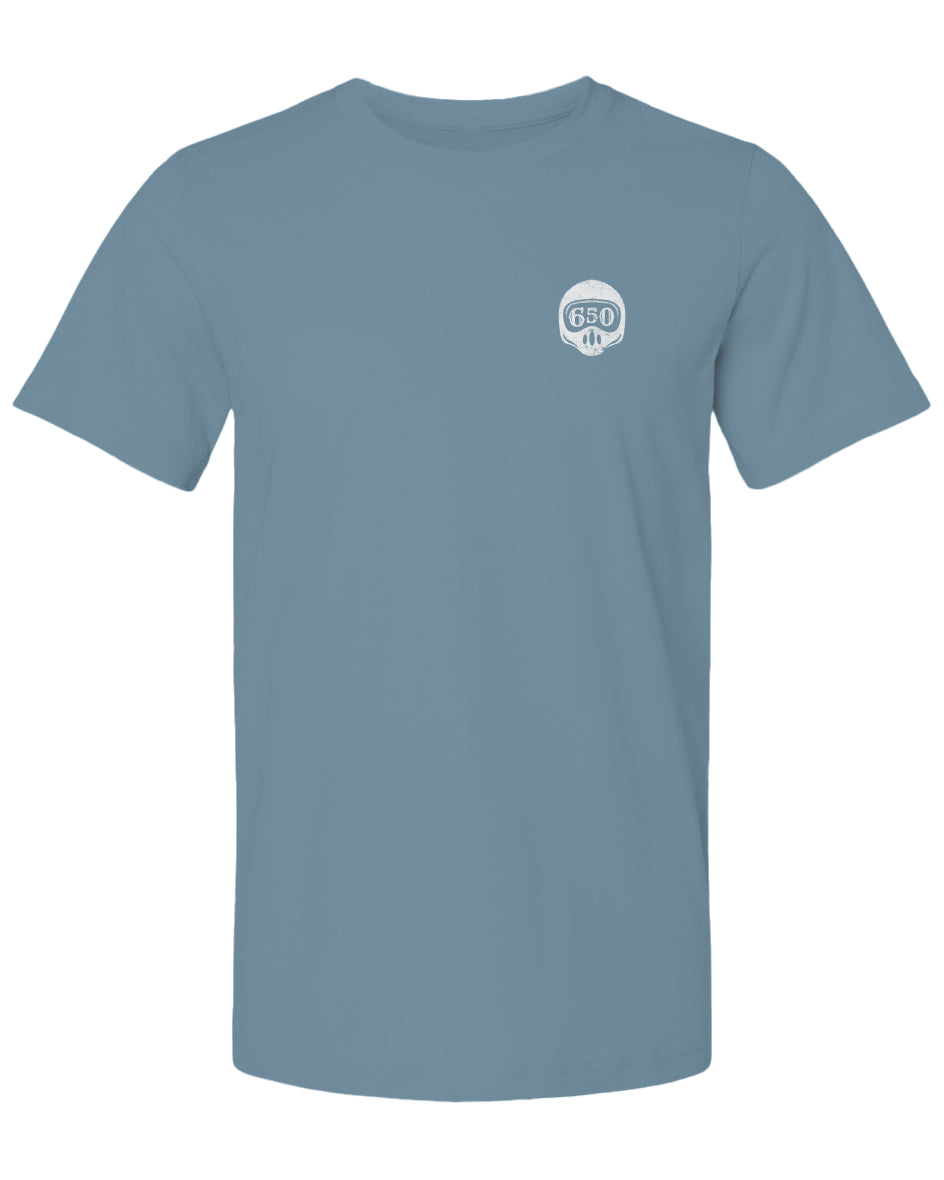 La Honda Moto 650 design on chest of short sleeve t-shirt