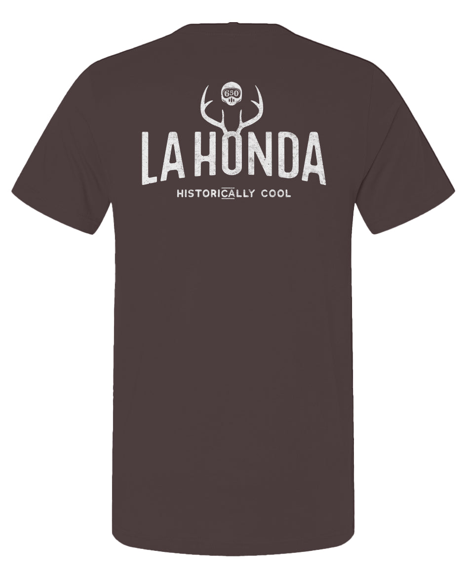 La Honda Historically Cool 650 design on back of short sleeve t-shirt