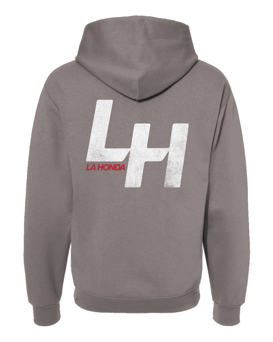 La Honda Shift pattern design on back of hooded sweatshirt