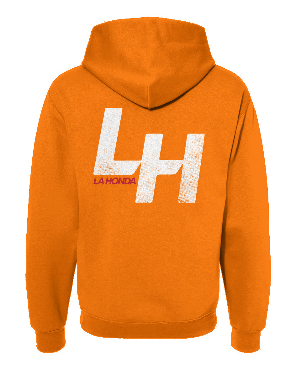 La Honda Shift pattern design on back of hooded sweatshirt