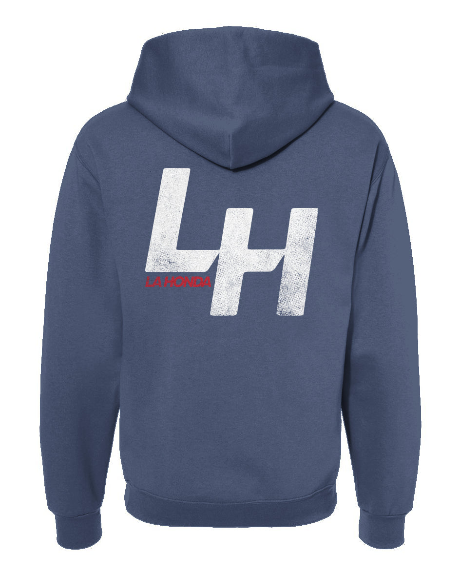 La Honda Shift pattern design on back of hooded sweatshirt