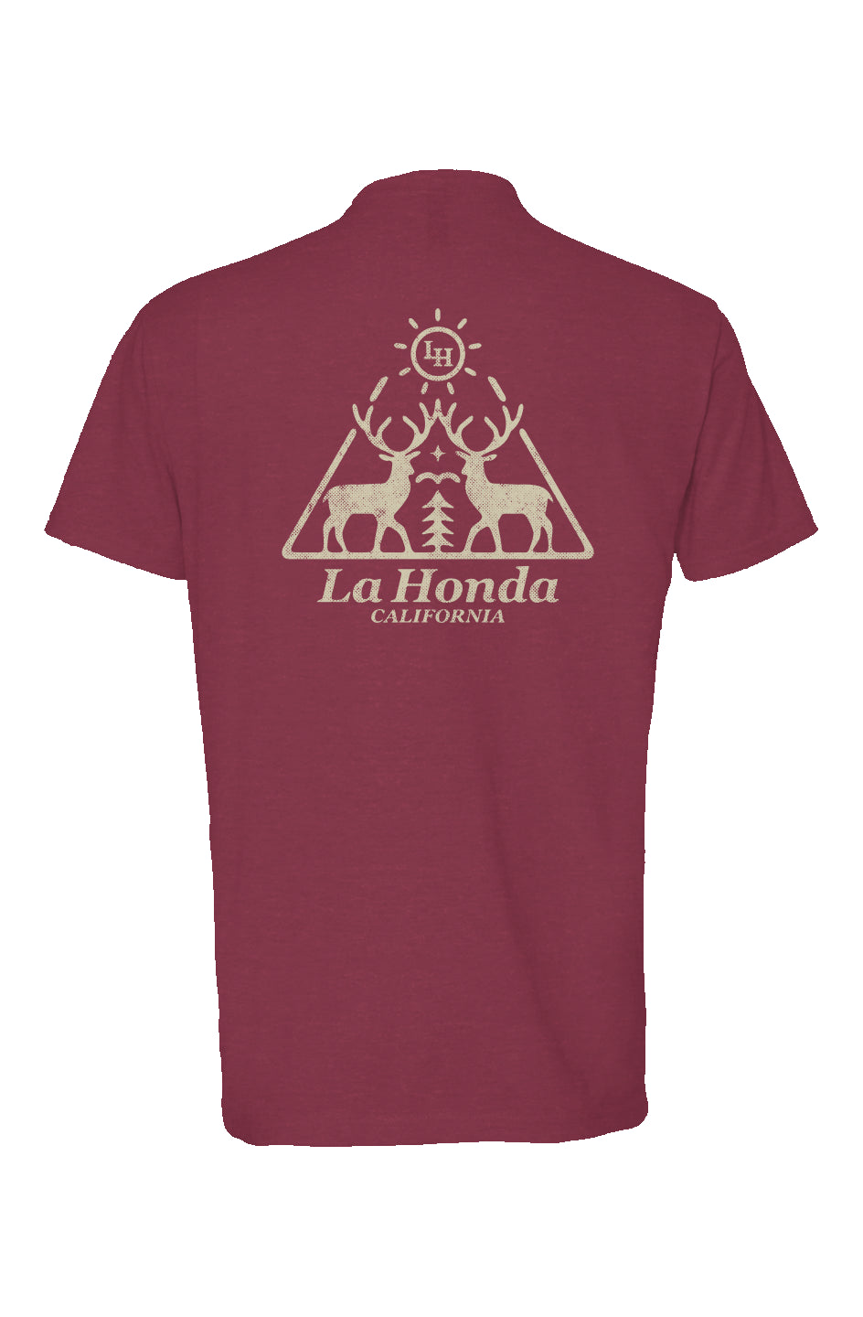 la honda california natural deer design printed on back of premium unisex t-shirt