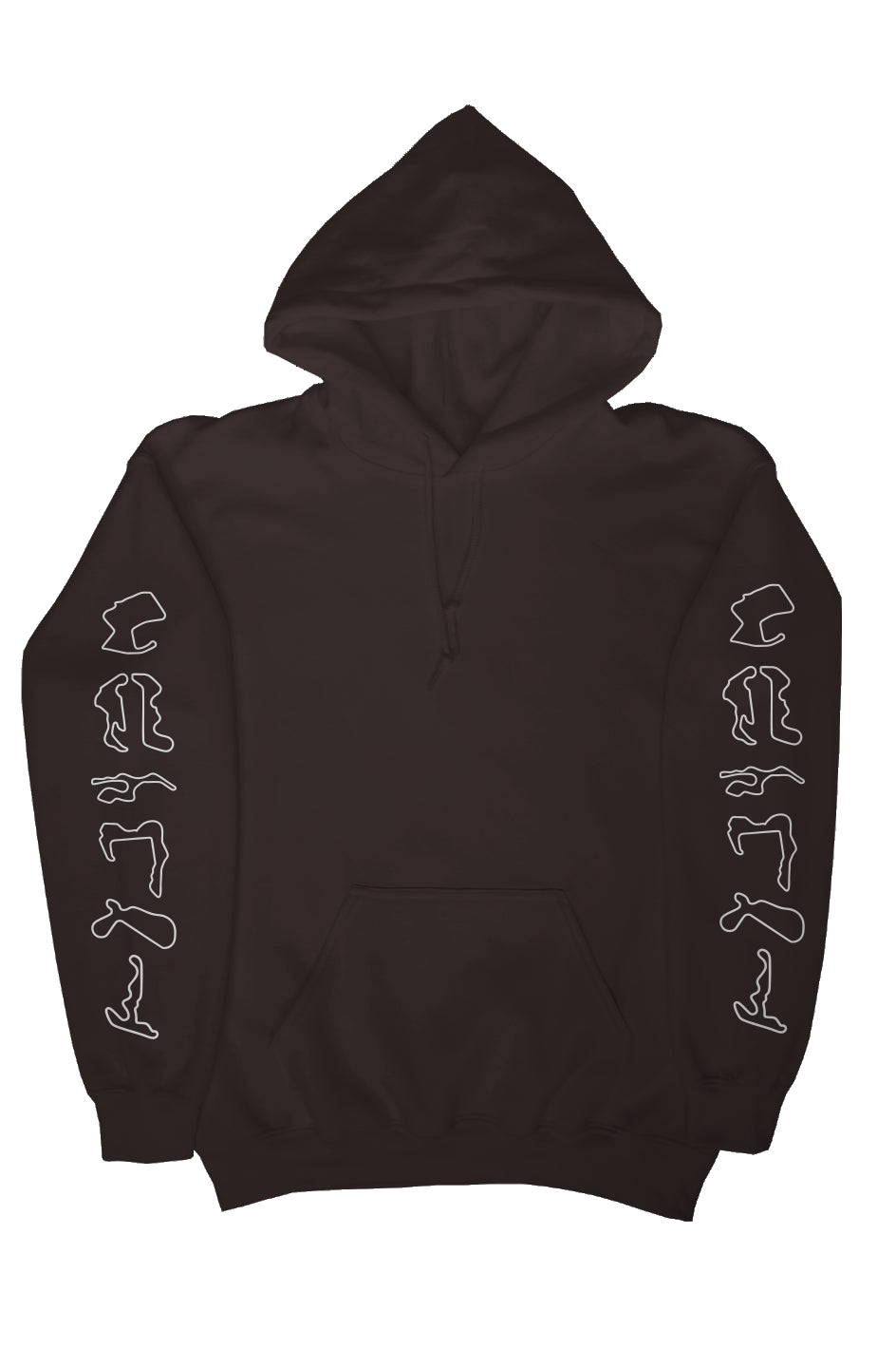 california racetracks on both sleeves of heavyweight hooded sweatshirt