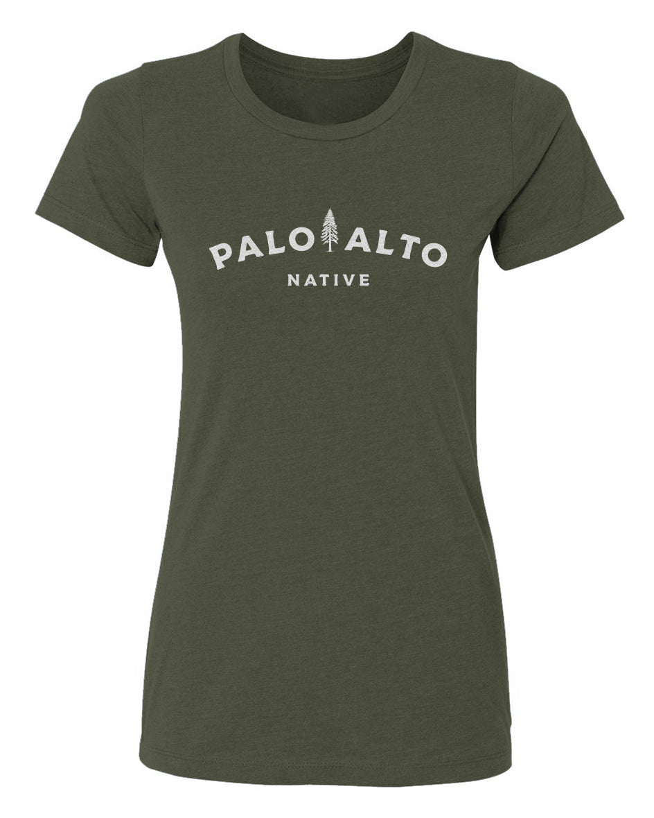 Front view of women's palo alto native t-shirt by crown moto