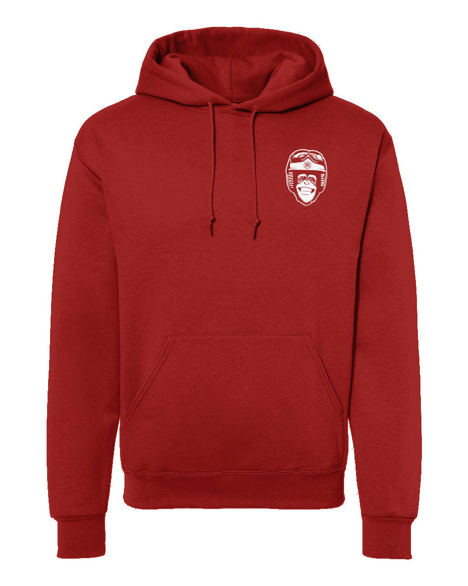Moto Monkey hooded sweatshirt, hoodies, hoodie, monkey, chimp, chimpanzee, motorcycle riders, motorcycles, motorbikes, riders, warm, funny, humor, motorcycle lifestyle, motorcycle hoodie, original, crown moto