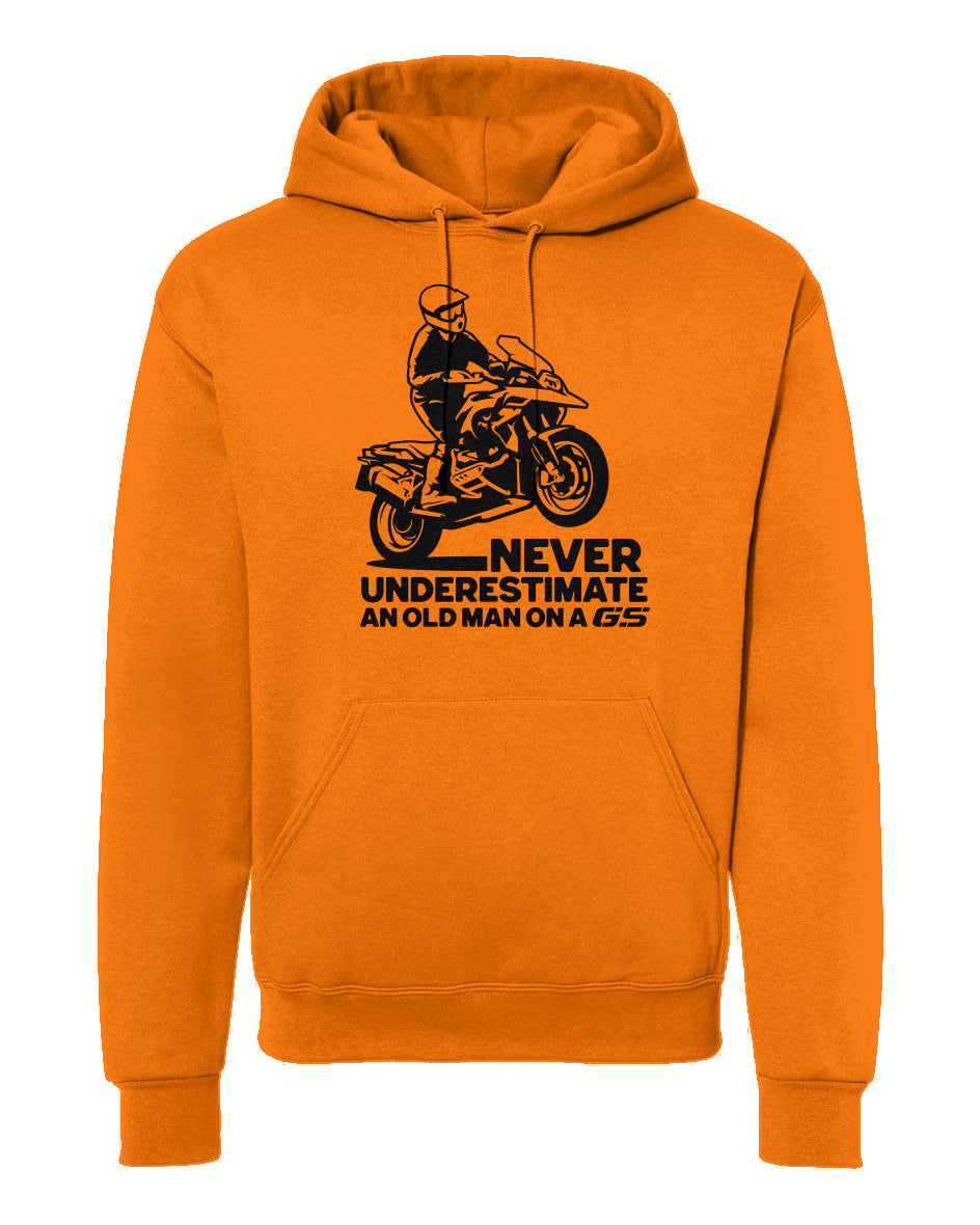 Orange 'Never underestimate an old man on a GS' hoodie
