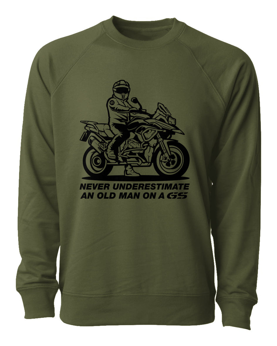 Never Underestimate an Old Man on a GS Crewneck Sweatshirt