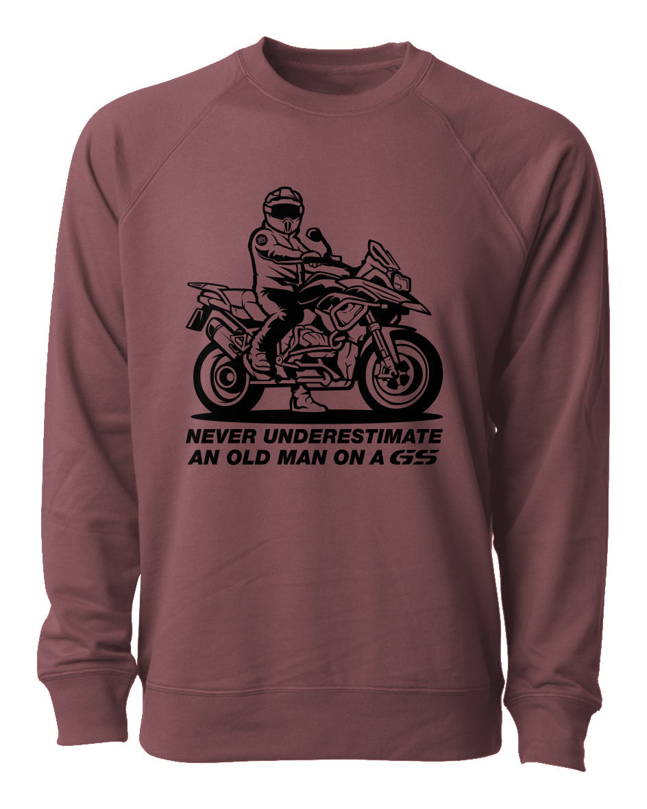 Never Underestimate an Old Man on a GS Crewneck Sweatshirt