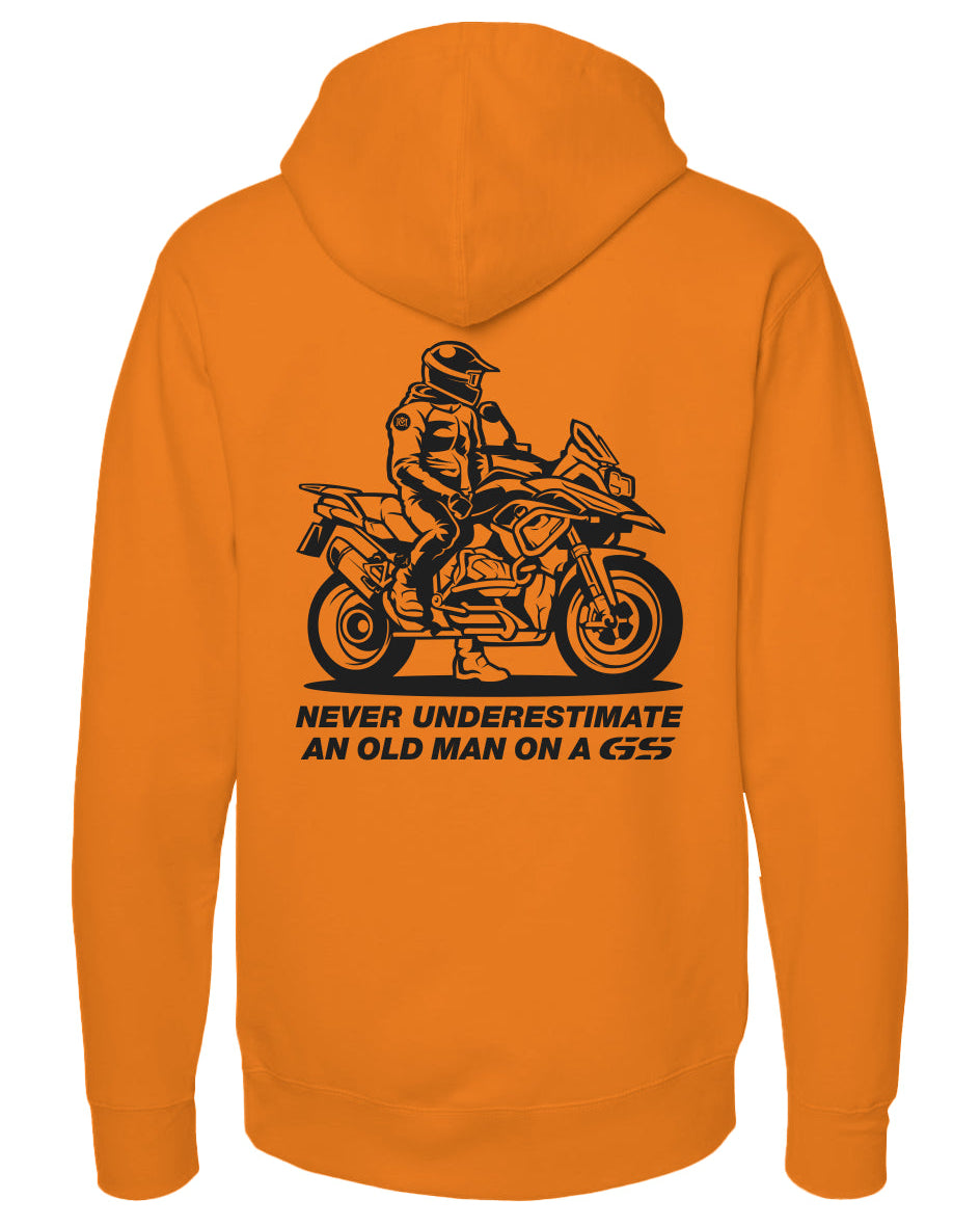 'Never underestimate an old man on a GS' hoodie from Crown Moto