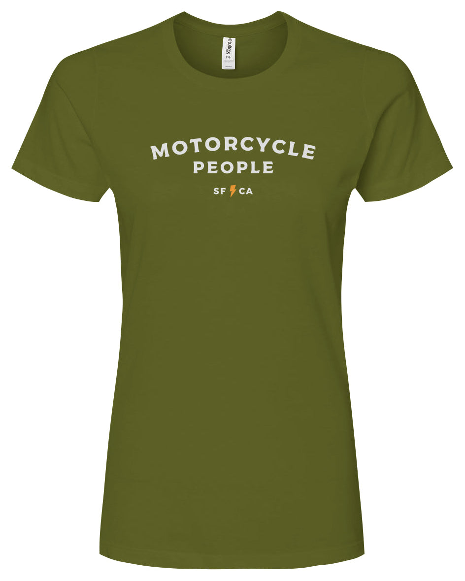 Motorcycle People SF Women's Premium Cotton T-shirt, women who ride, motorcyclists, riders, motorbikes, go ride a motorcycle, motorcycle riders, ladies, sustainable, made in usa, american cotton