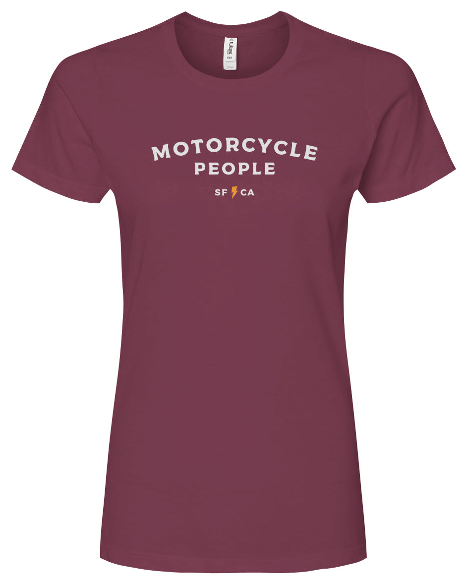 Motorcycle People SF Women's Premium Cotton T-shirt, women who ride, motorcyclists, riders, motorbikes, go ride a motorcycle, motorcycle riders, ladies, sustainable, made in usa, american cotton