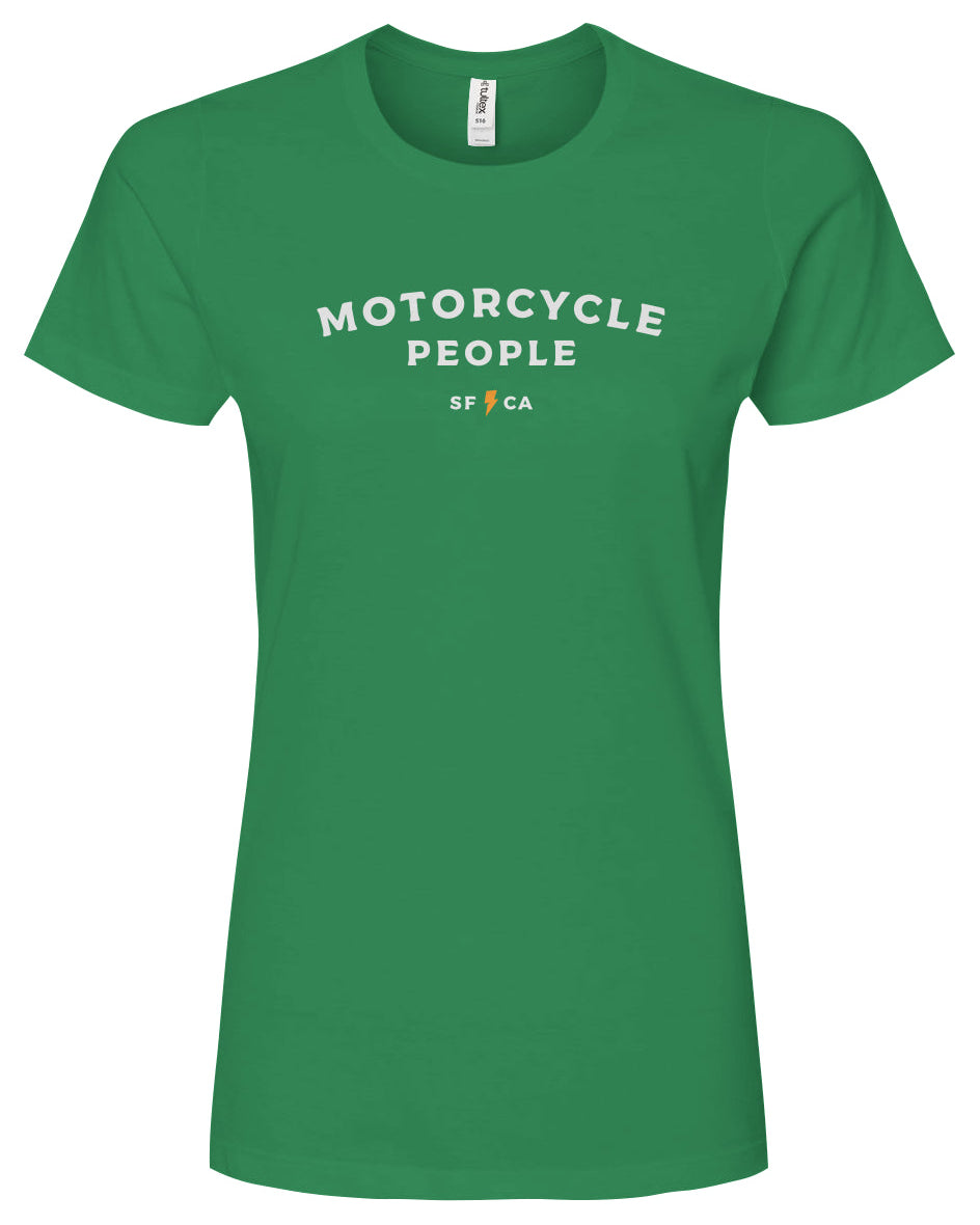 Motorcycle People SF Women's Premium Cotton T-shirt, women who ride, motorcyclists, riders, motorbikes, go ride a motorcycle, motorcycle riders, ladies, sustainable, made in usa, american cotton