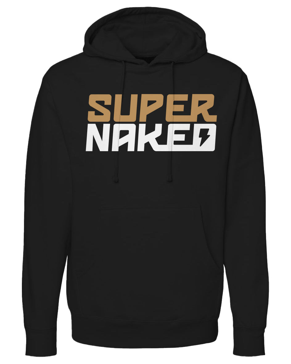 SUPERNAKED Gold & White Hoodie, naked bikes, streetfighter, super duke, mt10, ride naked, supernaked, ducati streetfighter, s1000r, buell, ebr, aprilia tuono