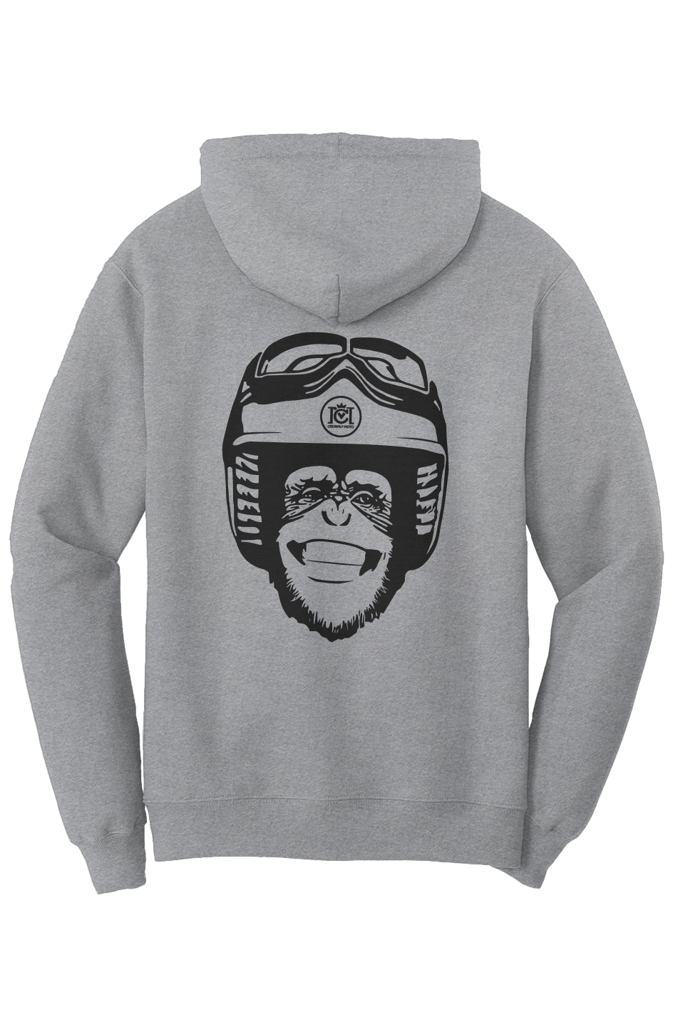 Moto Monkey Fleece Pullover Hoodie, grey, gray, heather gray, motorcycle lifestyle, motorbikes, motorcycle riders
