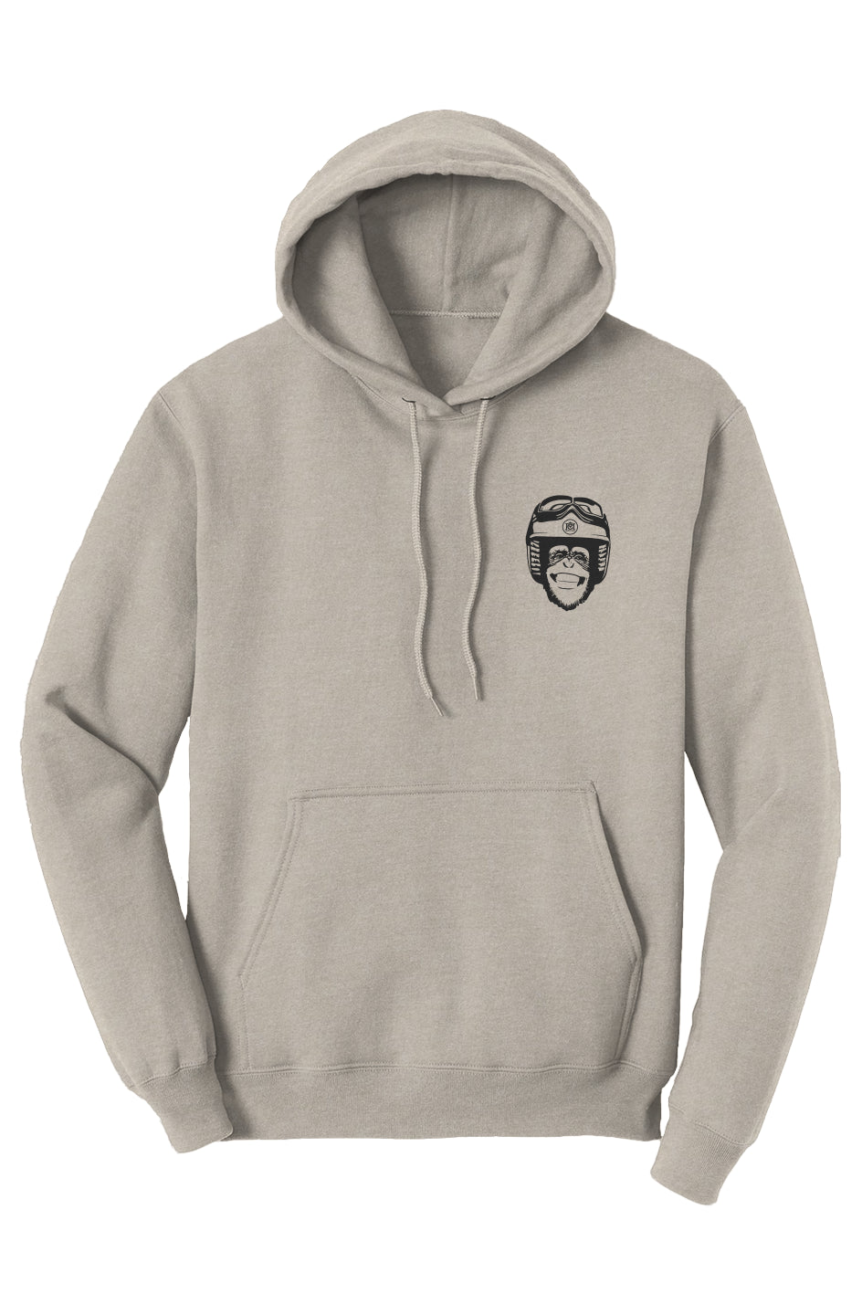 Moto Monkey Fleece Pullover Hoodie, natural, cream, heather oatmeal, motorcycle lifestyle, motorbikes, motorcycle riders