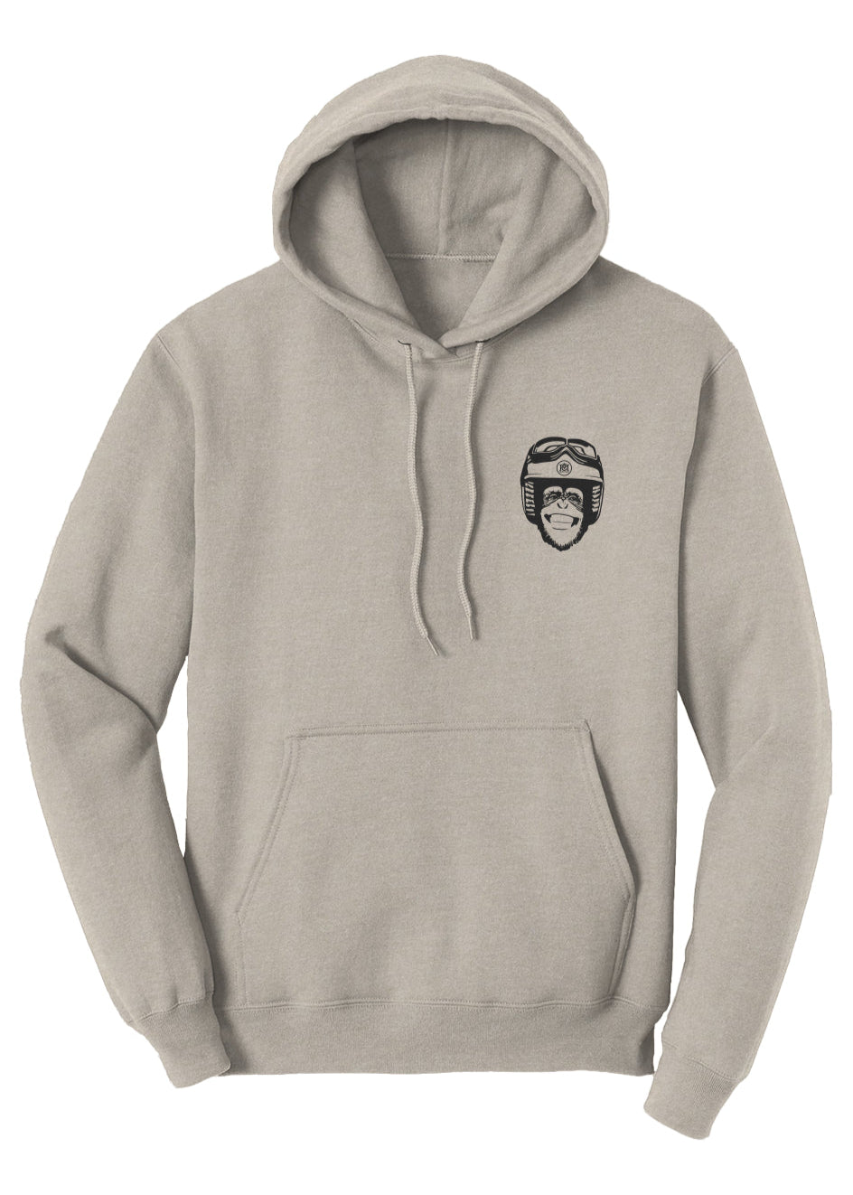 Moto Monkey Fleece Pullover Hoodie, natural, cream, heather oatmeal, motorcycle lifestyle, motorbikes, motorcycle riders