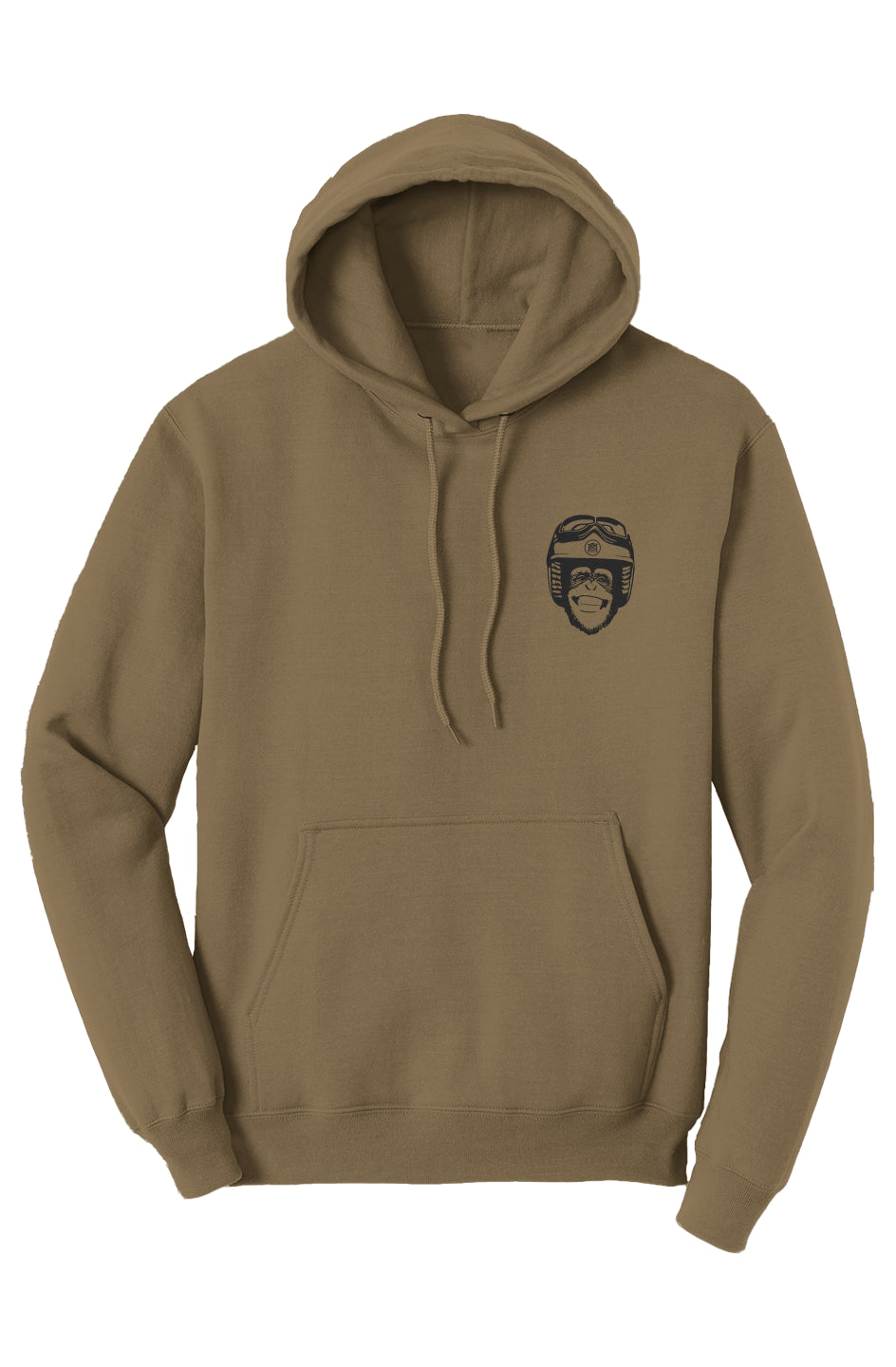 Moto Monkey Fleece Pullover Hoodie, brown, earthtone, motorcycle lifestyle, motorbikes, motorcycle riders