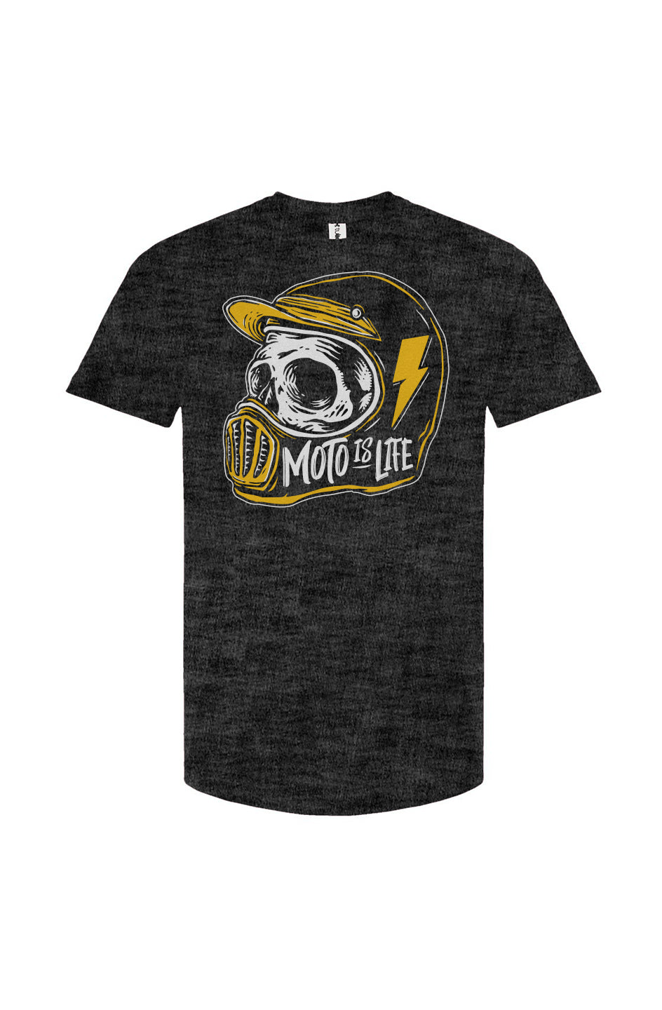 Moto is Life - Skull T-Shirt in heather charcoal, motorcycle lifestyle, gifts for riders, motocross, supermoto