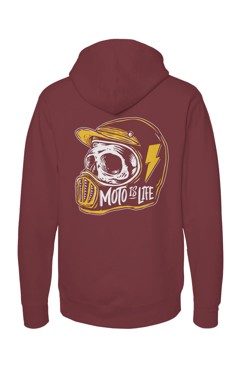 Moto is Life Skull Pullover Hoodie, motorcycle lifestyle, supermoto, mx, motocross, motorcycles, gifts for riders, skull, dirtbikes, illustration