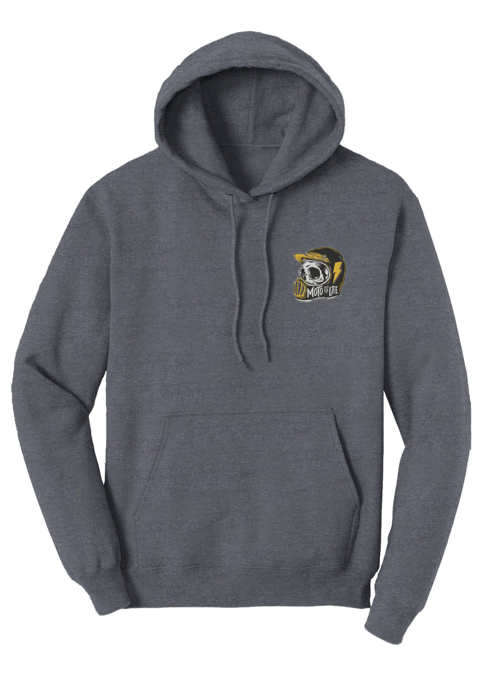 Moto is Life Solid Skull pullover hoodie, motorcycle lifestyle, moto hoodie, motocross, supermoto, skull, riders, gifts for riders, light navy motorcycle hoodie