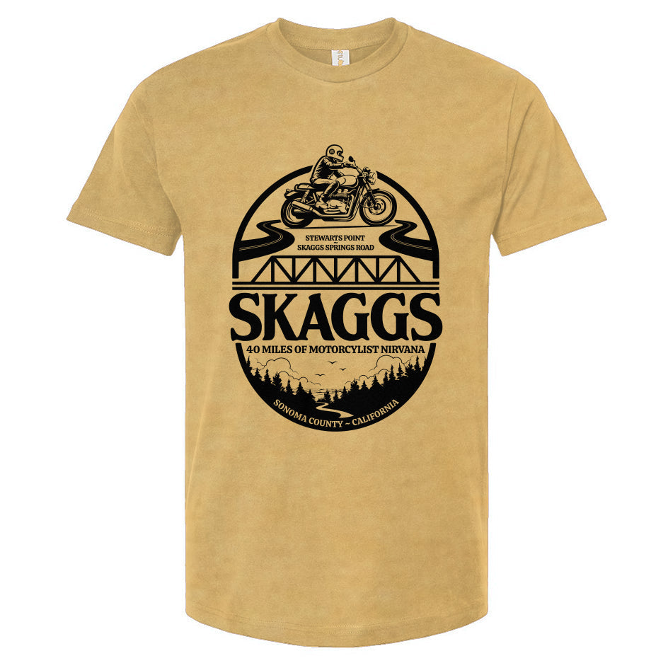 Skaggs Unisex motorcycle t-shirt, sonoma county, sonoma coast, skaggs springs road, stewarts point, motorcycle roads, riding roads, great rides, motorbikes, motorcycles, motorcycle lifestyle, motorcycle shirts
