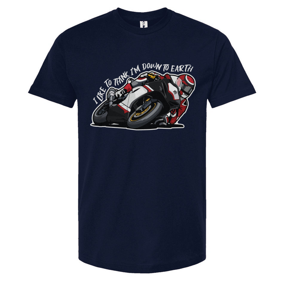 down to earth motorcycle t-shirt