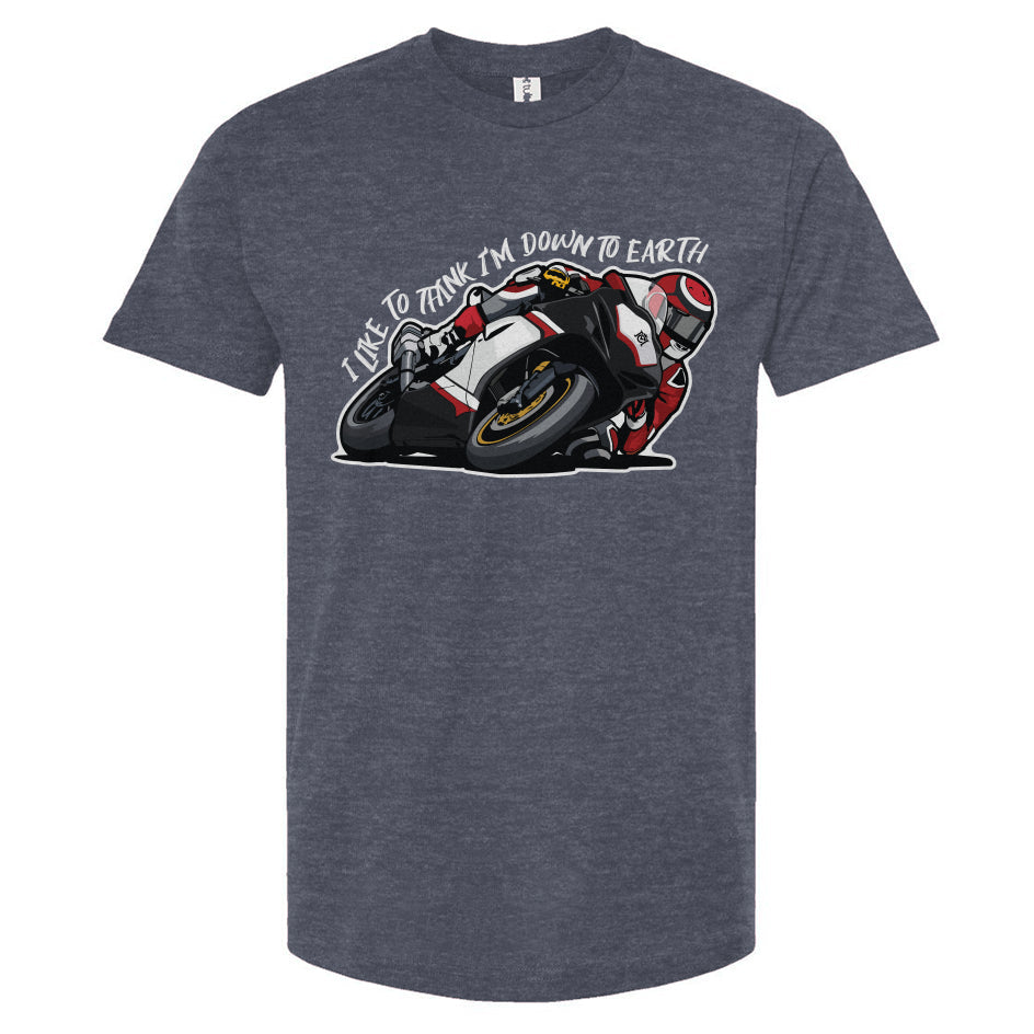 down to earth motorcycle t-shirt