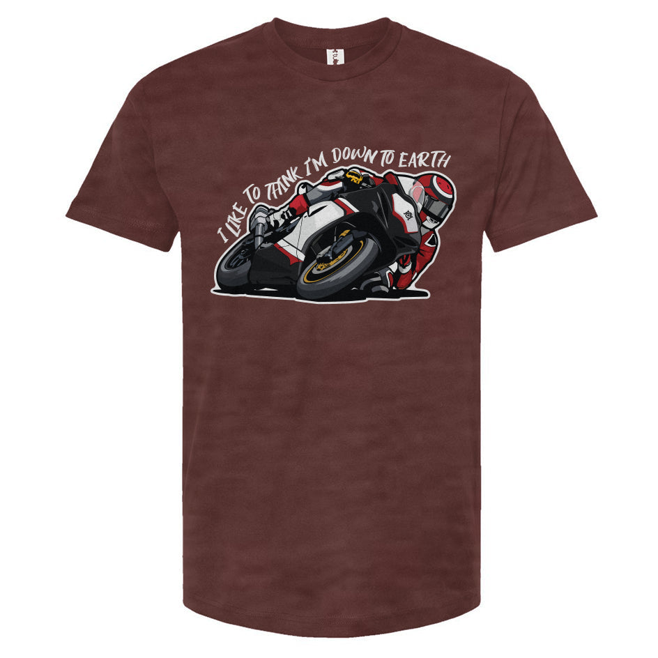 down to earth motorcycle t-shirt
