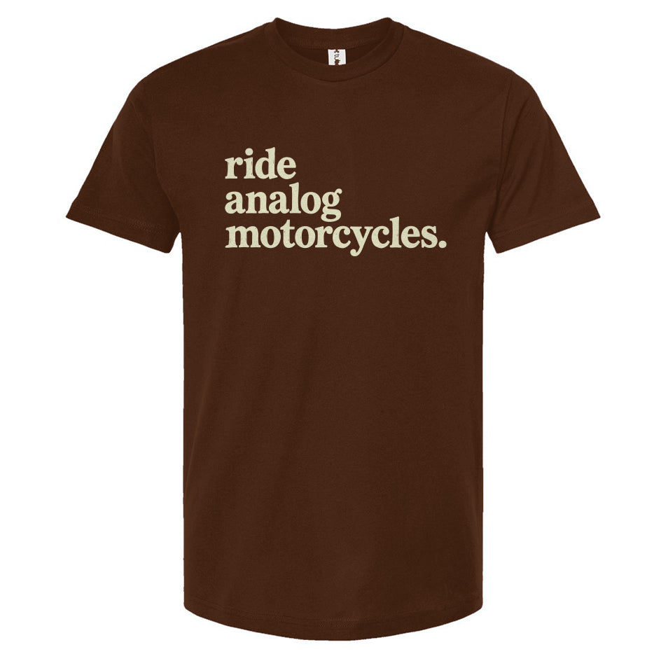 Ride Analog Motorcycles T-Shirt (cream ink)
