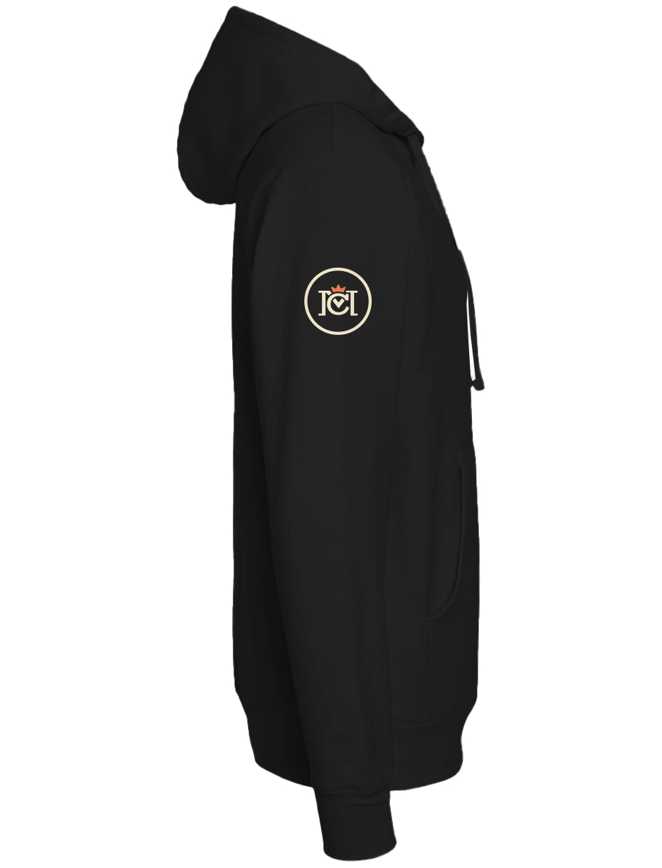 Crown Moto Trademarked Logo on sleeve of 98 Riders Club Hoodie