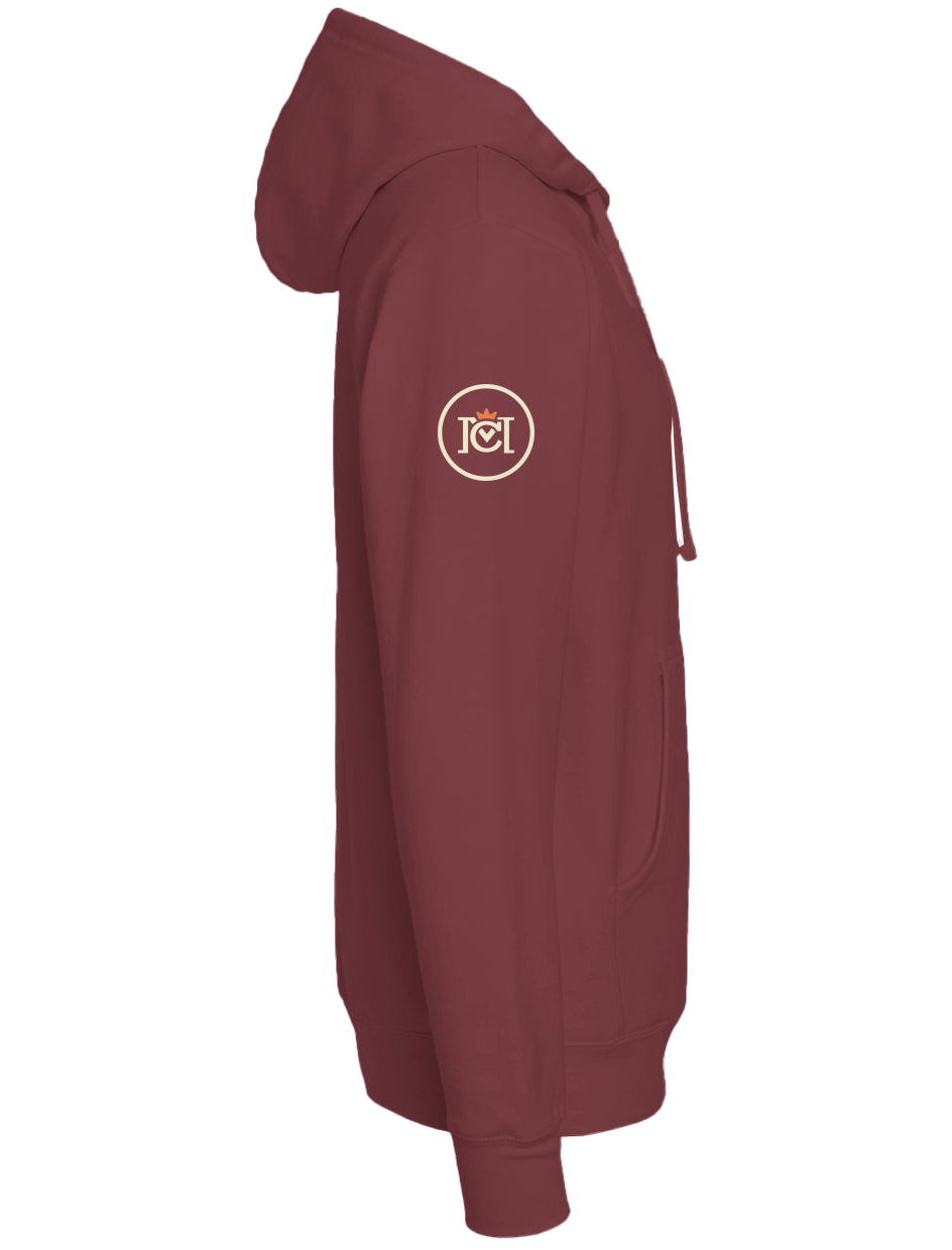 Crown Moto trademarked logo on sleeve of 98 Riders Club Hoodie