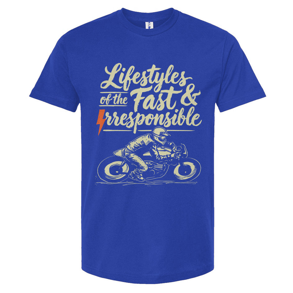 Lifestyles of the Fast & Irresponsible Motorcycle T-Shirt from Crown Moto