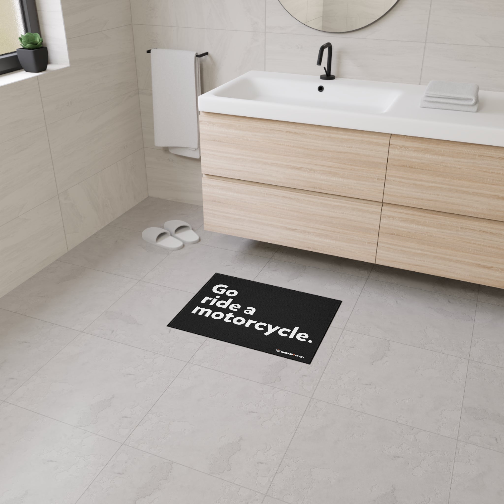 "Go ride a motorcycle" Floor Mat