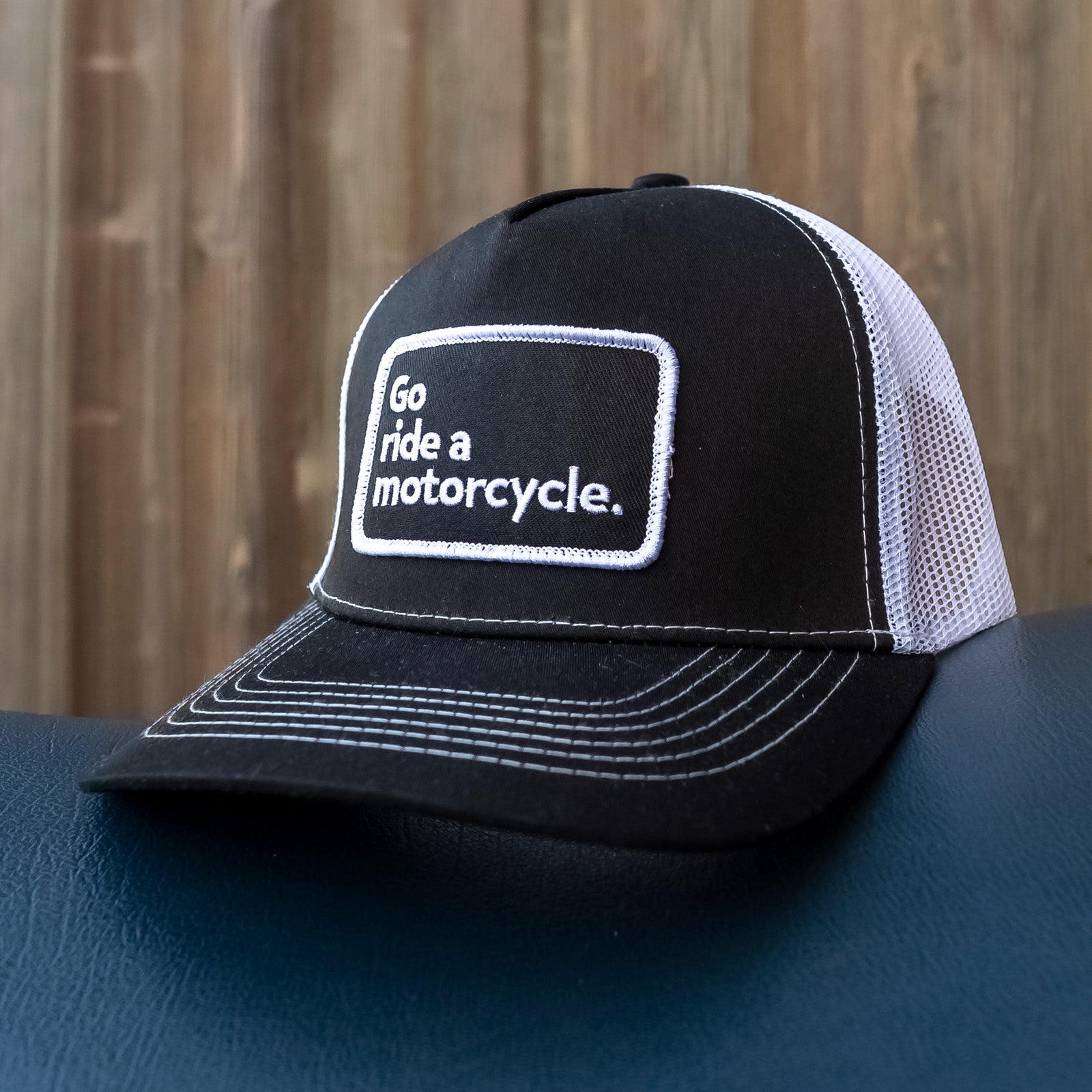 woodside, cotton snapback hat, curved bill, contrast stitching, woodside california, sf bay area, embroidered patch, original, driver lifestyle, car people, motorcycle lifestyle, alices