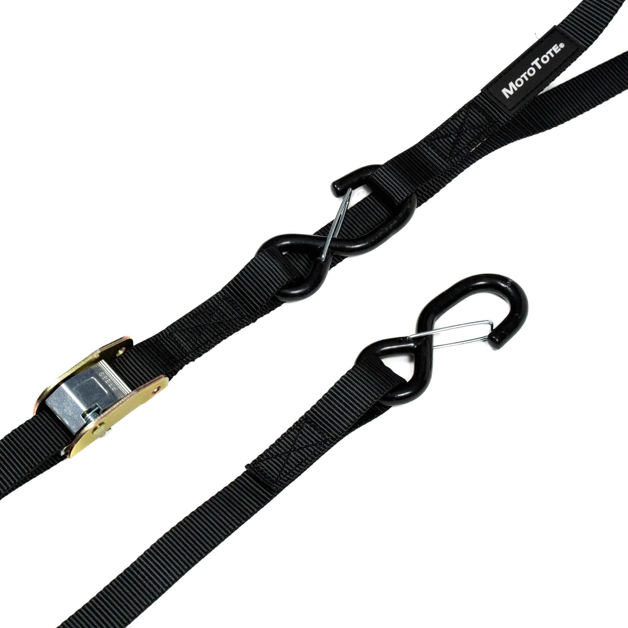 Black strap with carabiners on a white background