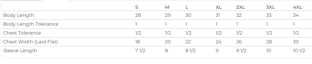 'Go ride a motorcycle' Woodland Camo T-shirt Size Chart